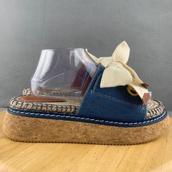 Zimmermann Bow Platform Espadrille Denim Sandals Women’s Size 40 EU / 9-9.5 US - Picture 3 of 8